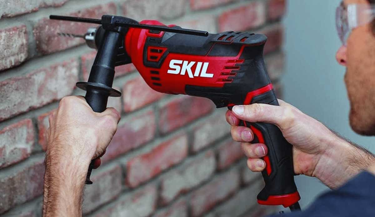 hammer drill being used