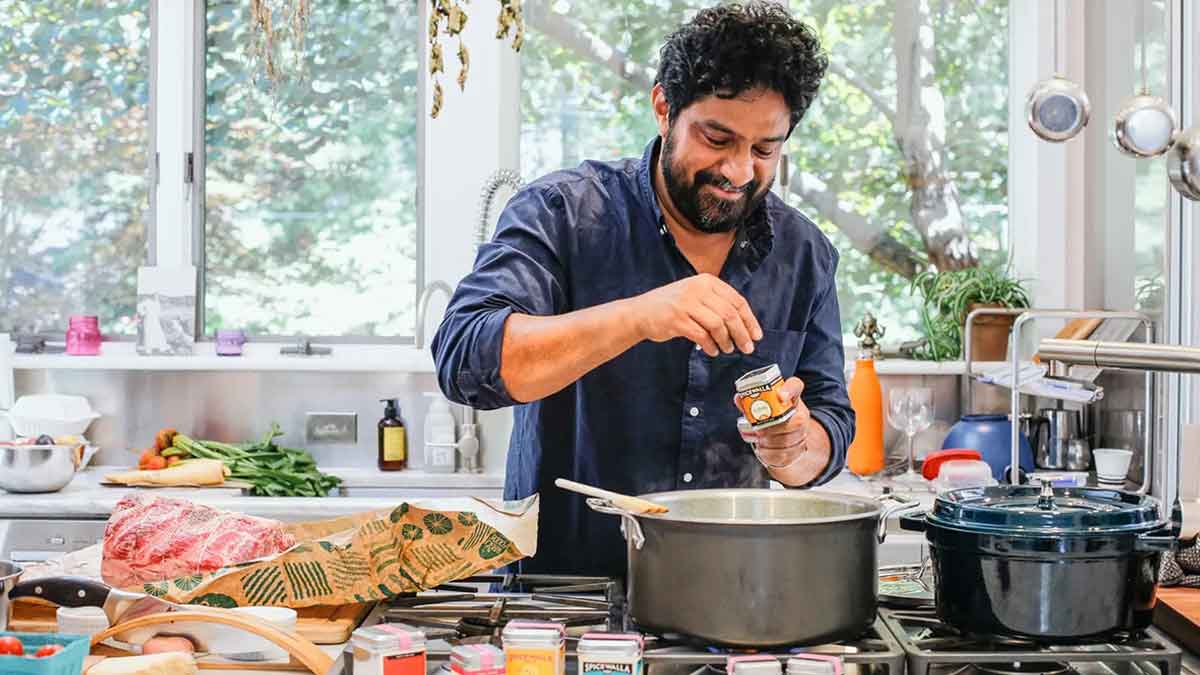 man cooking food
